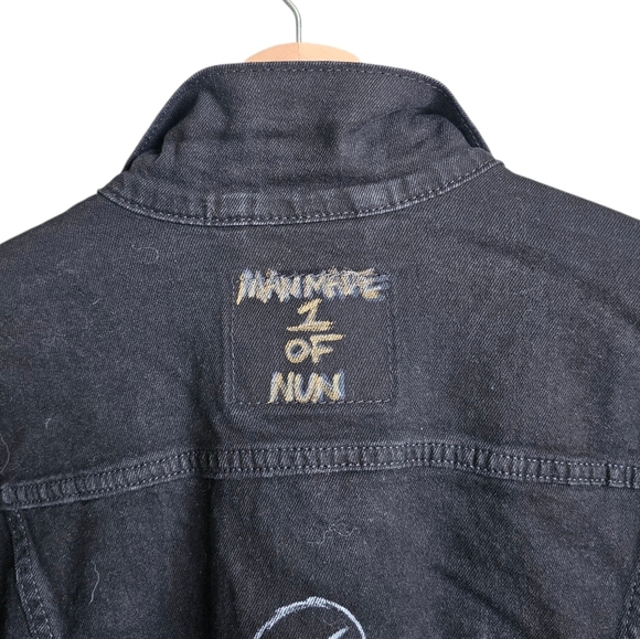 Custom Christmas Levi's Black Denim Jacket with Colorful Hand Drawn Images - Picture 5 of 8